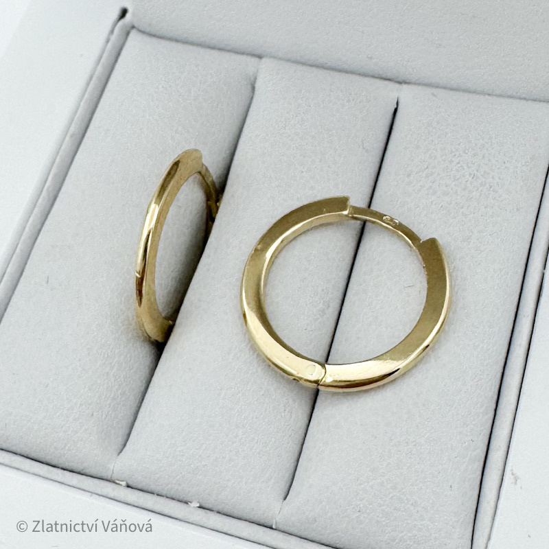 Žluté zlato náušnice kroužky silnější